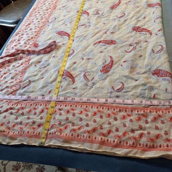 Old Navy Large Floral Paisley Pattern Cream Blue/Red Scarf Cottagecore - Picture 3 of 6